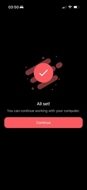Mobile success screen