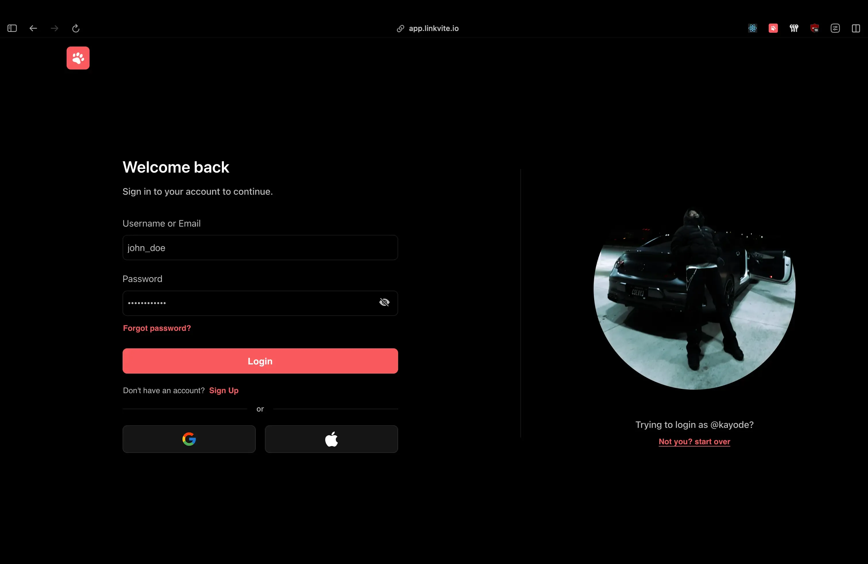 Desktop showing user avatar after scan